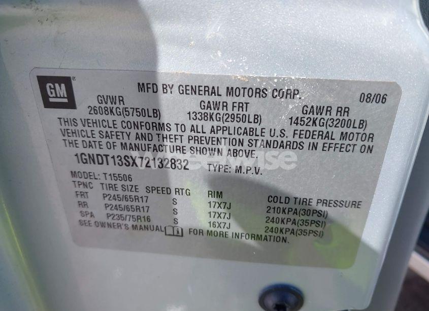 Photo 9 of 2007 Chevrolet Trailblazer LT (VIN 1GNDT13SX72132832)