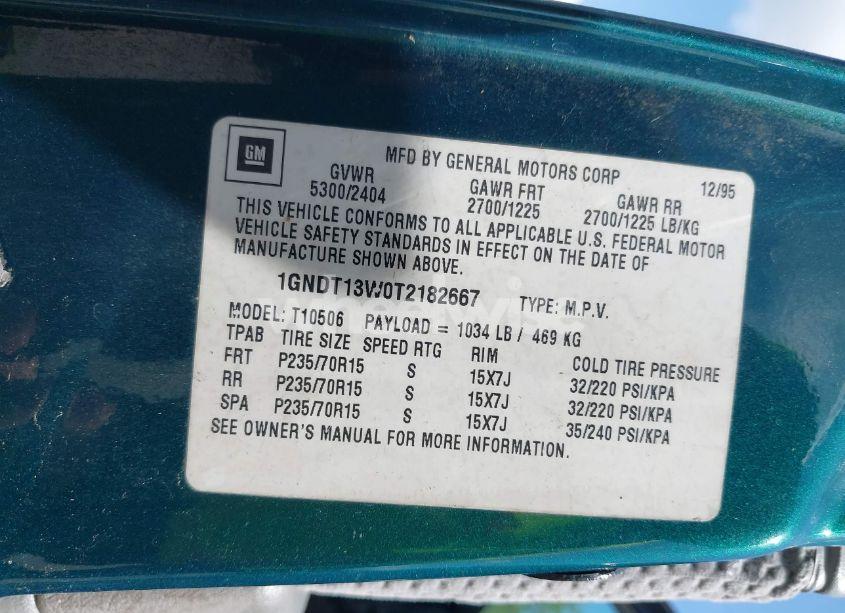 Photo 9 of 1996 Chevrolet Blazer (VIN 1GNDT13W0T2182667)