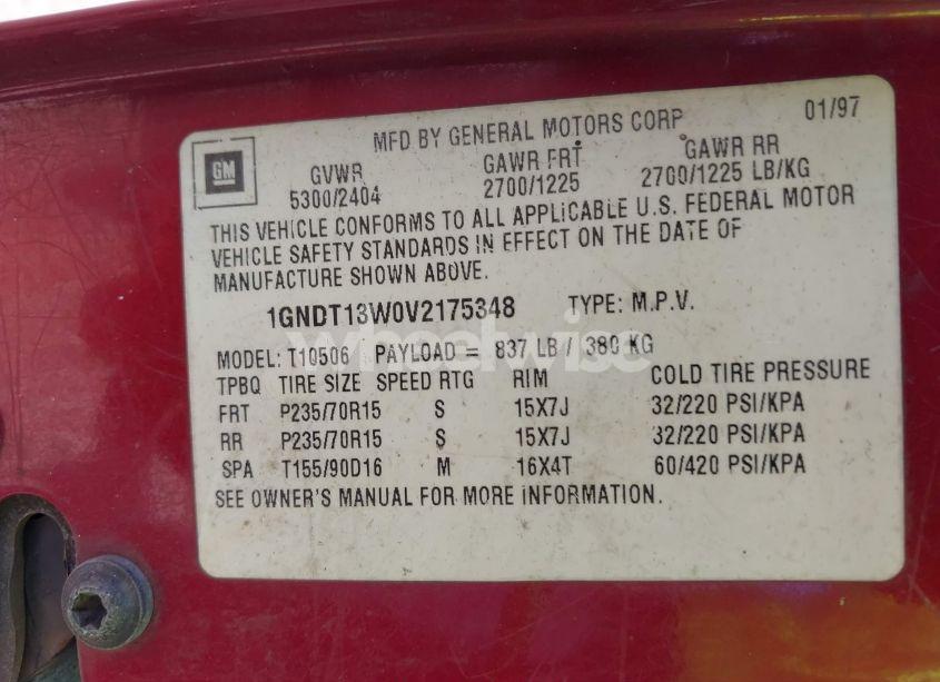 Photo 9 of 1997 Chevrolet Blazer LT (VIN 1GNDT13W0V2175348)