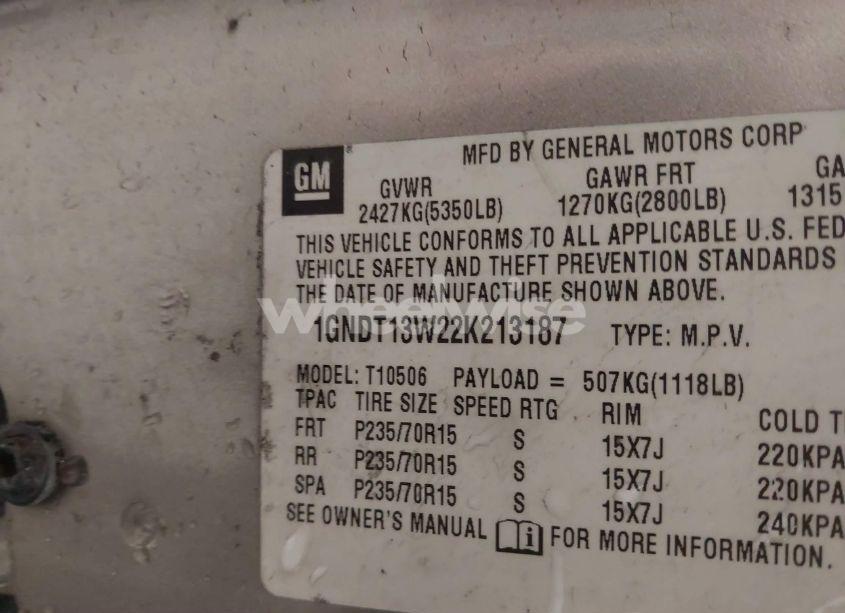 Photo 9 of 2002 Chevrolet Blazer LS (VIN 1GNDT13W22K213187)