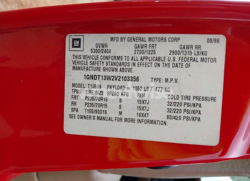 Photo 9 of 1997 Chevrolet Blazer LT (VIN 1GNDT13W2V2103356)