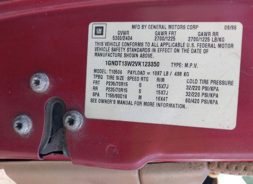 Photo 9 of 1997 Chevrolet Blazer LS (VIN 1GNDT13W2VK123350)