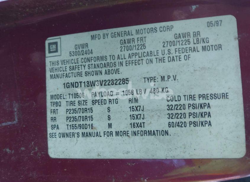 Photo 9 of 1997 Chevrolet Blazer LS (VIN 1GNDT13W3V2232285)