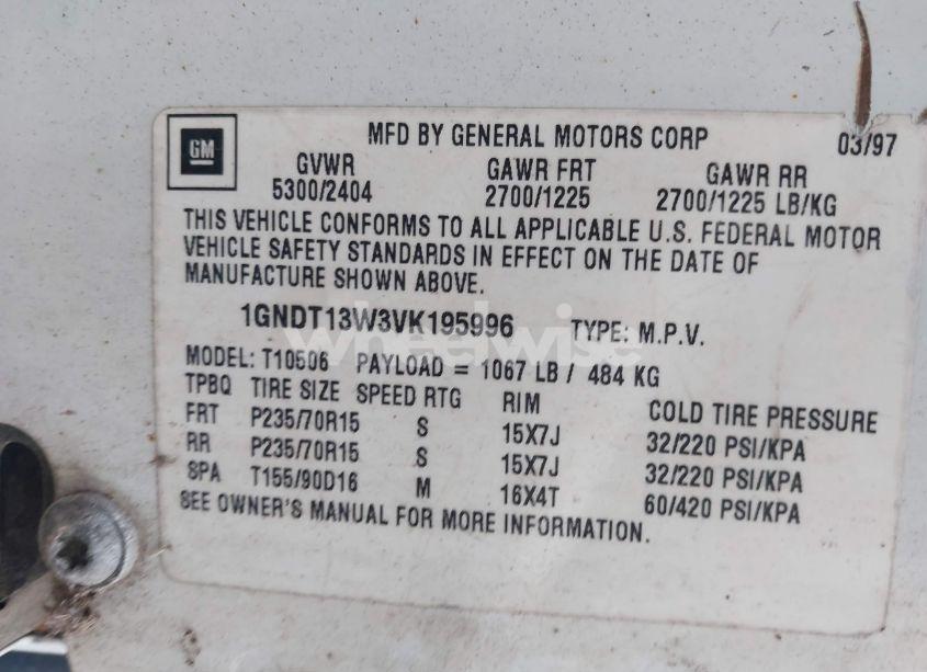 Photo 9 of 1997 Chevrolet Blazer LS (VIN 1GNDT13W3VK195996)