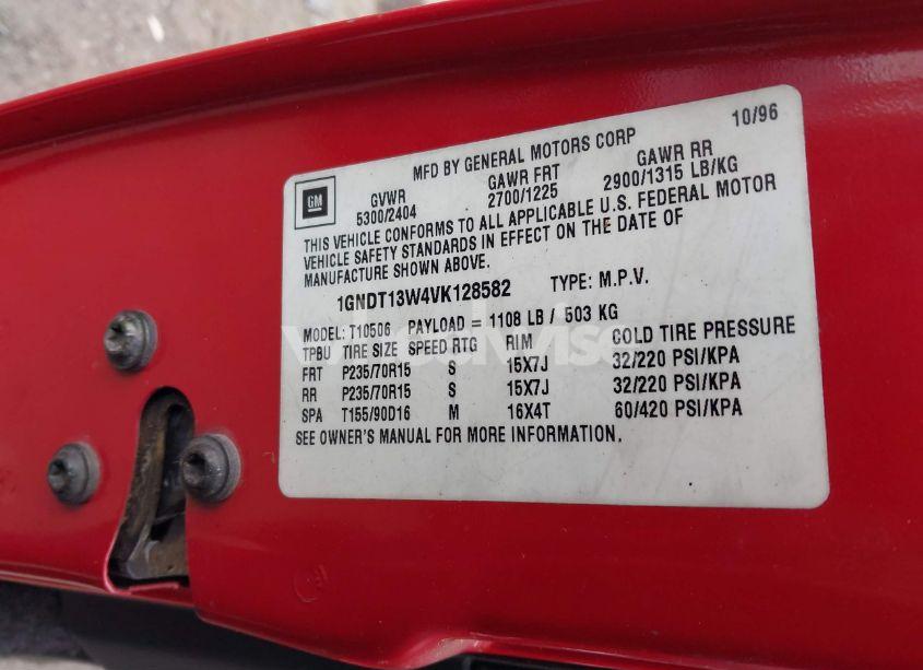 Photo 9 of 1997 Chevrolet Blazer LS (VIN 1GNDT13W4VK128582)