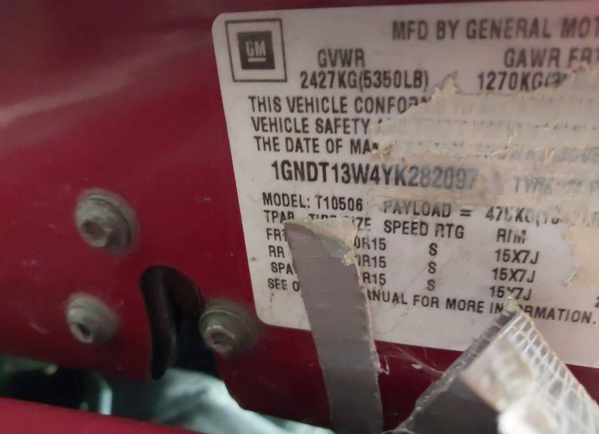 Photo 9 of 2000 Chevrolet Blazer LS (VIN 1GNDT13W4YK282097)