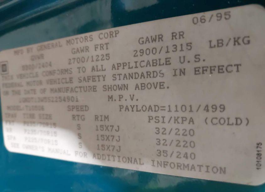 Photo 9 of 1995 Chevrolet Blazer (VIN 1GNDT13W5S2254901)