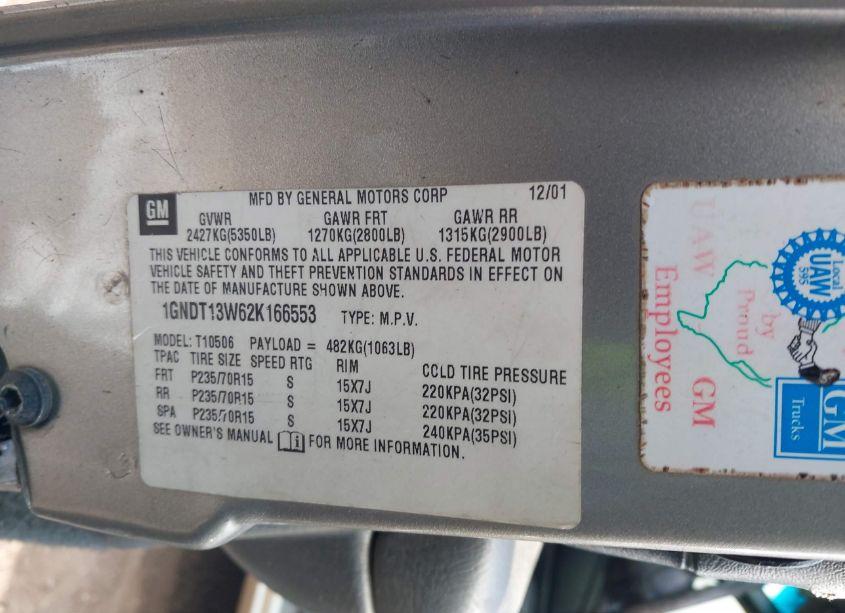 Photo 9 of 2002 Chevrolet Blazer LS (VIN 1GNDT13W62K166553)