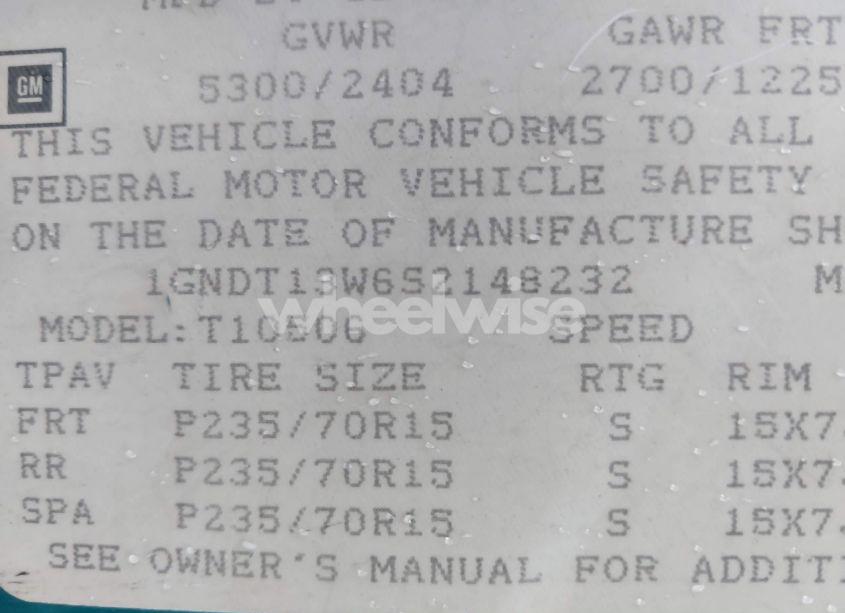 Photo 9 of 1995 Chevrolet Blazer (VIN 1GNDT13W6S2148232)