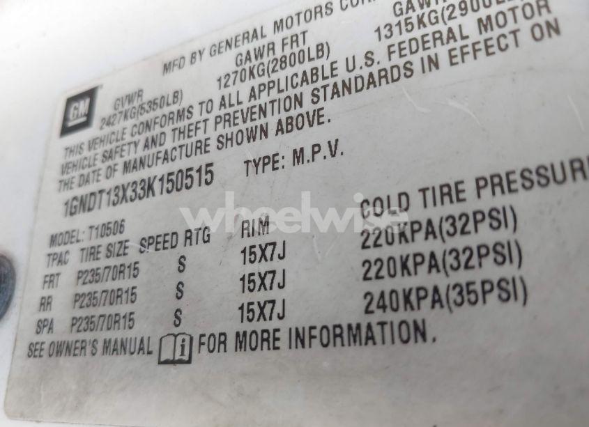 Photo 9 of 2003 Chevrolet Blazer LS (VIN 1GNDT13X33K150515)