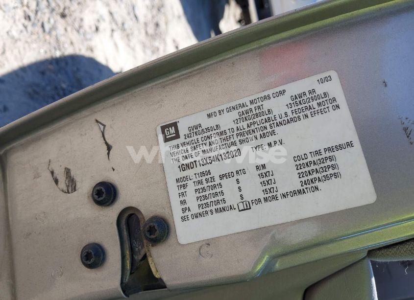 Photo 9 of 2004 Chevrolet Blazer LS (VIN 1GNDT13X54K132020)