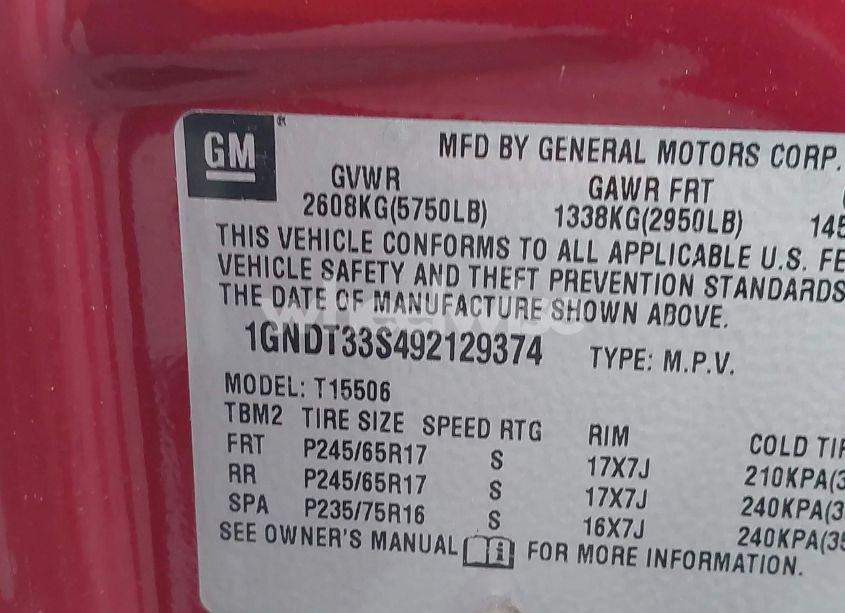 Photo 9 of 2009 Chevrolet Trailblazer LT (VIN 1GNDT33S492129374)