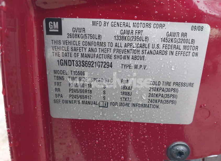 Photo 9 of 2009 Chevrolet Trailblazer LT (VIN 1GNDT33S692107294)