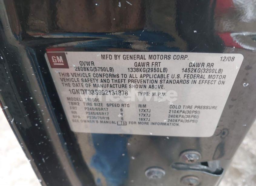 Photo 9 of 2009 Chevrolet Trailblazer LT (VIN 1GNDT33S992131878)