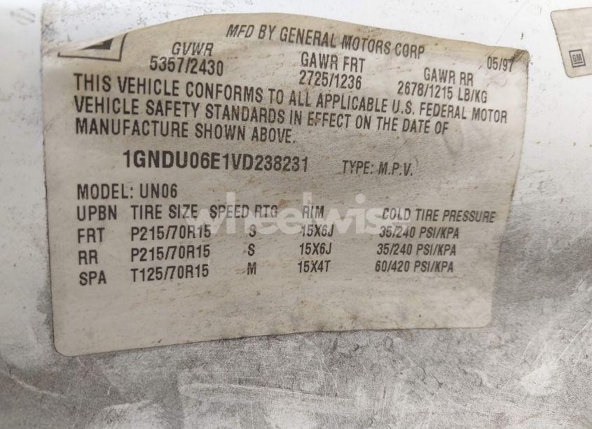 Photo 9 of 1997 Chevrolet Venture (VIN 1GNDU06E1VD238231)