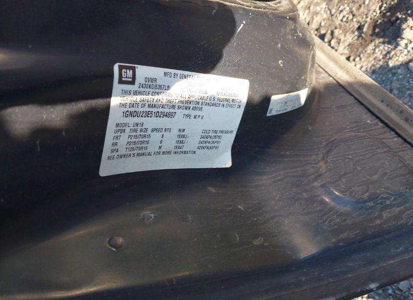 Photo 9 of 2001 Chevrolet Venture VALUE VAN (VIN 1GNDU23E51D294697)