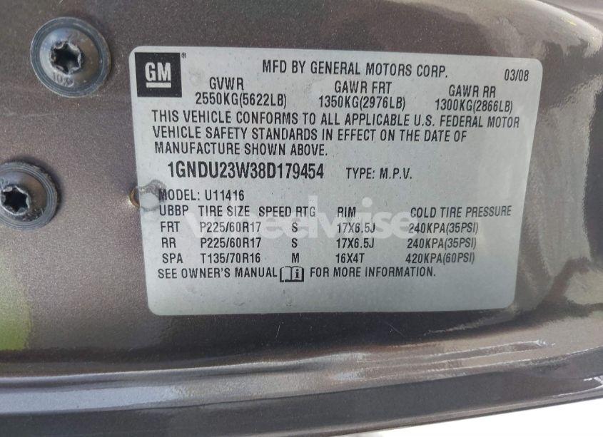 Photo 9 of 2008 Chevrolet Uplander LS (VIN 1GNDU23W38D179454)