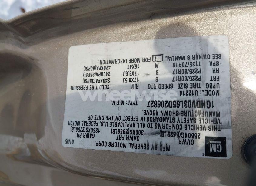 Photo 9 of 2005 Chevrolet Uplander (VIN 1GNDV03L65D206827)