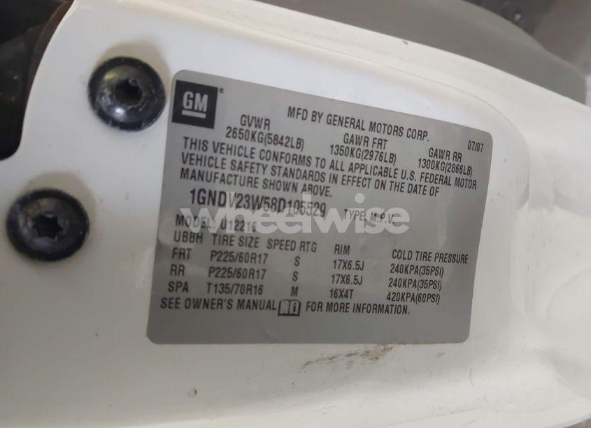 Photo 9 of 2008 Chevrolet Uplander LS (VIN 1GNDV23W58D105529)