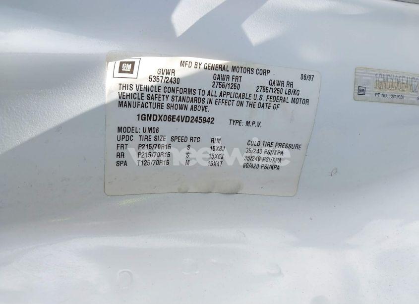 Photo 9 of 1997 Chevrolet Venture (VIN 1GNDX06E4VD245942)