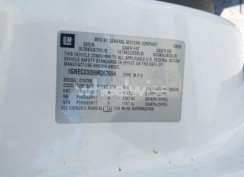 Photo 9 of 2009 Chevrolet Tahoe POLICE (VIN 1GNEC03099R267694)