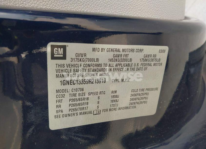 Photo 9 of 2009 Chevrolet Tahoe LS (VIN 1GNEC13359R213910)