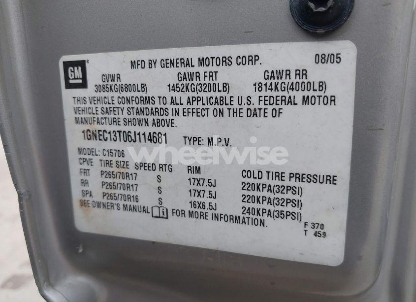 Photo 9 of 2006 Chevrolet Tahoe LT (VIN 1GNEC13T06J114681)