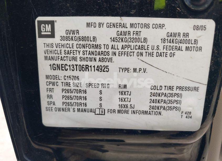 Photo 9 of 2006 Chevrolet Tahoe LS (VIN 1GNEC13T06R114925)