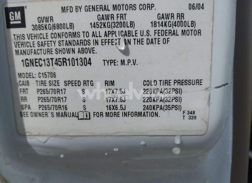 Photo 9 of 2005 Chevrolet Tahoe LT (VIN 1GNEC13T45R101304)