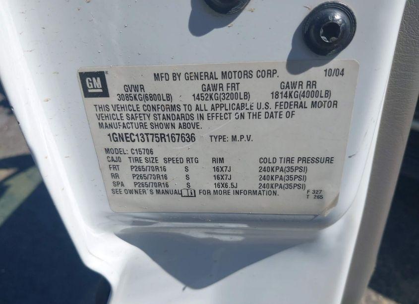 Photo 9 of 2005 Chevrolet Tahoe LS (VIN 1GNEC13T75R167636)