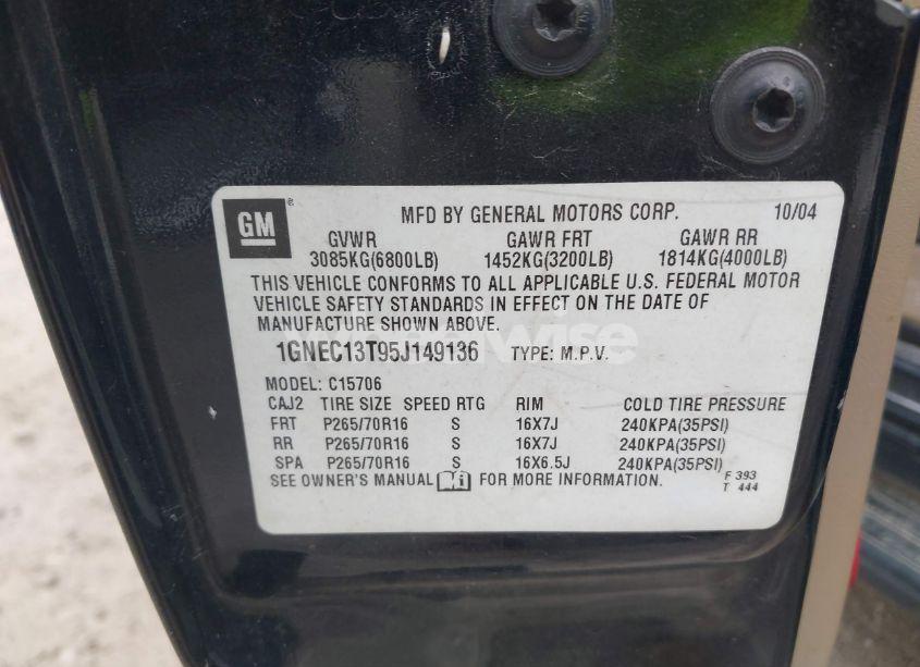 Photo 9 of 2005 Chevrolet Tahoe LS (VIN 1GNEC13T95J149136)