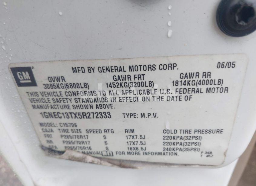 Photo 9 of 2005 Chevrolet Tahoe LT (VIN 1GNEC13TX5R272333)