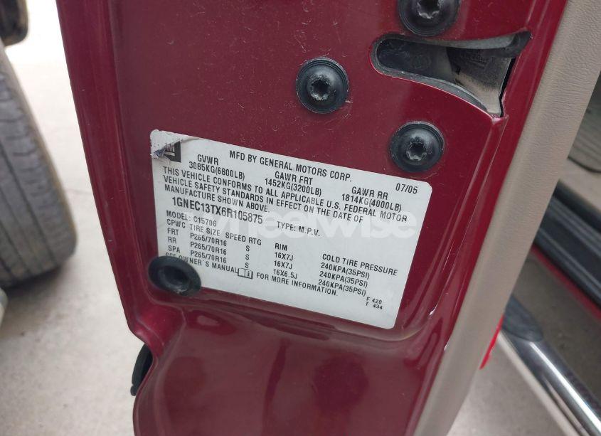 Photo 9 of 2006 Chevrolet Tahoe LS (VIN 1GNEC13TX6R105875)