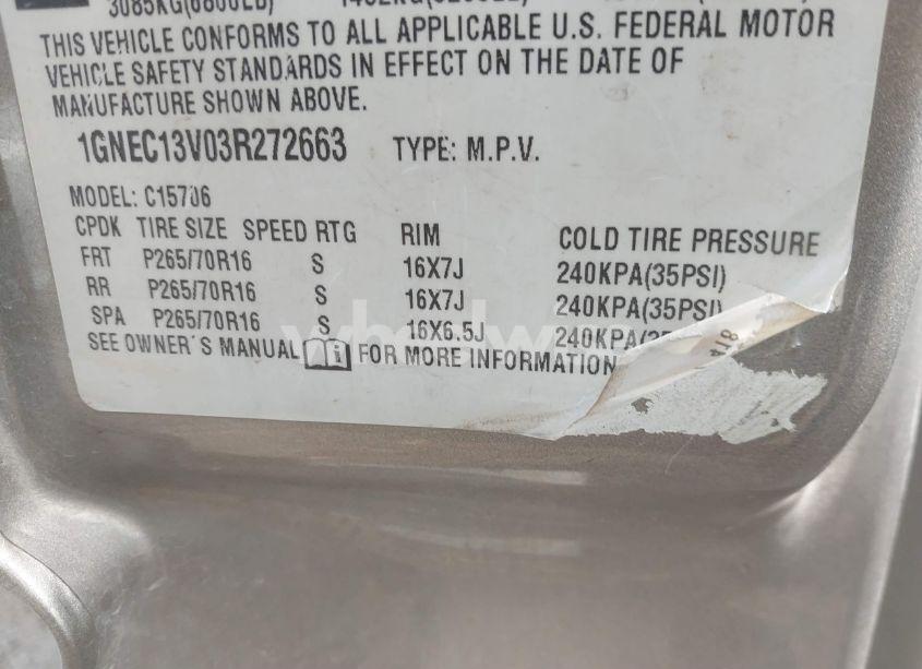 Photo 9 of 2003 Chevrolet Tahoe LS (VIN 1GNEC13V03R272663)