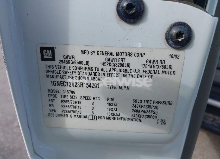 Photo 9 of 2003 Chevrolet Tahoe LS (VIN 1GNEC13V23R154291)