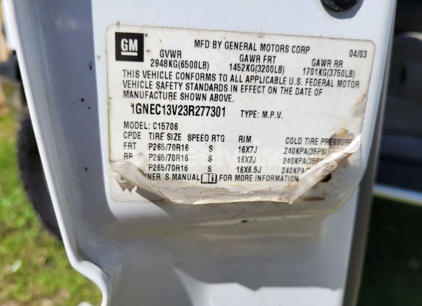 Photo 9 of 2003 Chevrolet Tahoe (VIN 1GNEC13V23R277301)