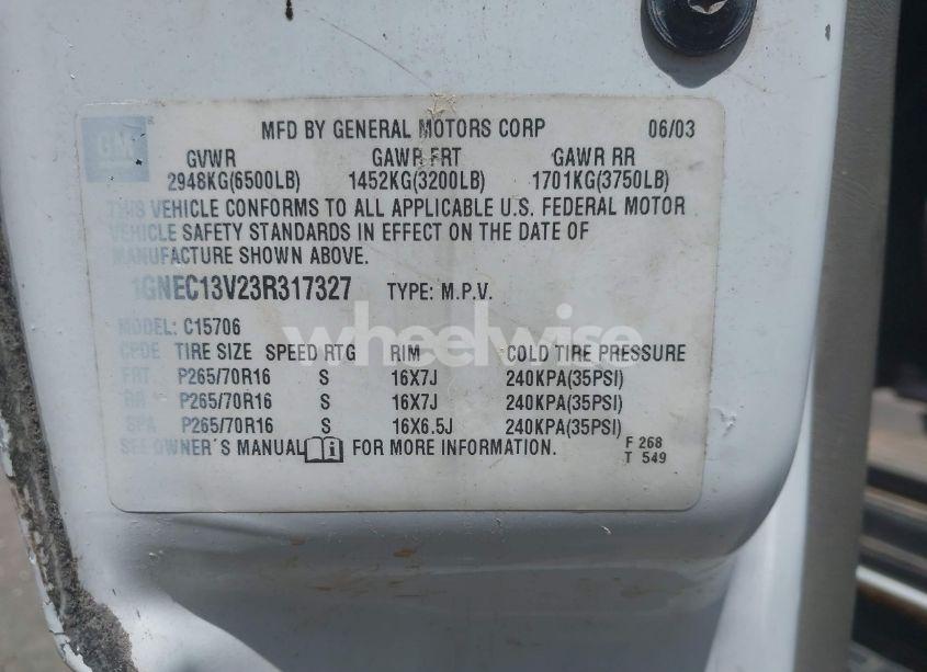 Photo 9 of 2003 Chevrolet Tahoe LS (VIN 1GNEC13V23R317327)