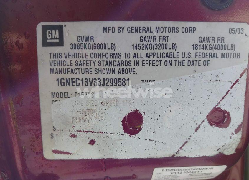 Photo 9 of 2003 Chevrolet Tahoe LS (VIN 1GNEC13V33J299581)