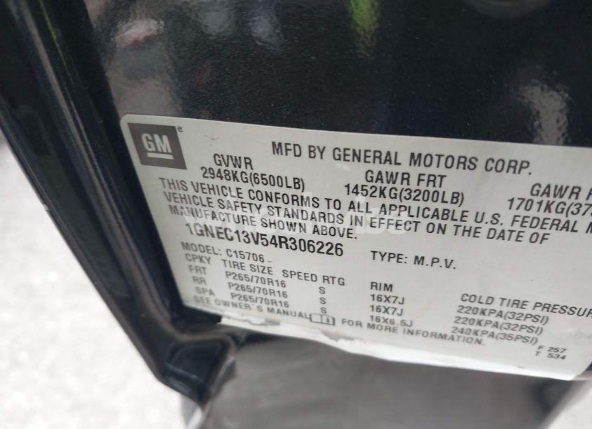 Photo 9 of 2004 Chevrolet Tahoe LS (VIN 1GNEC13V54R306226)