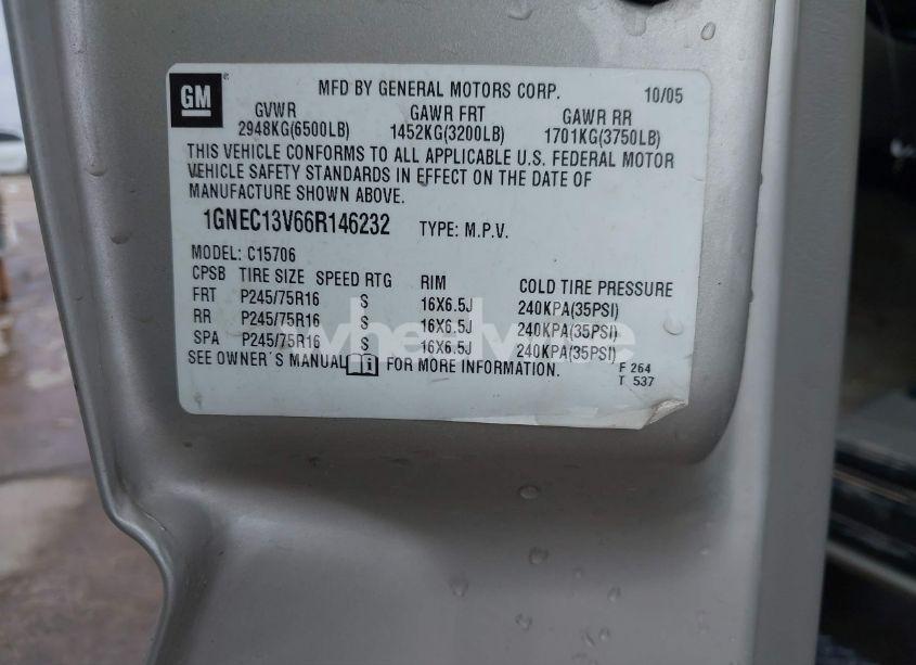 Photo 9 of 2006 Chevrolet Tahoe LS (VIN 1GNEC13V66R146232)