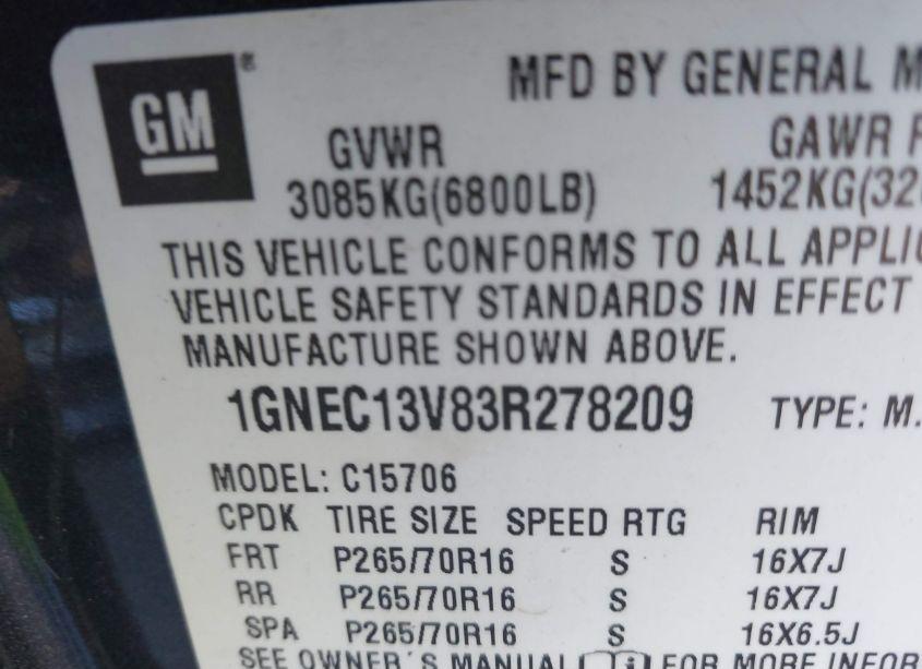 Photo 9 of 2003 Chevrolet Tahoe LS (VIN 1GNEC13V83R278209)