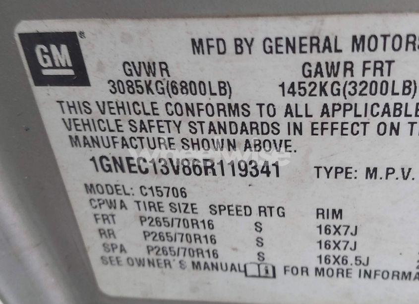 Photo 9 of 2006 Chevrolet Tahoe LS (VIN 1GNEC13V86R119341)