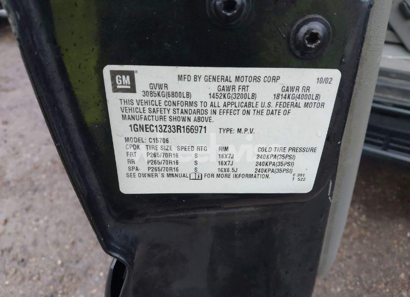 Photo 8 of 2003 Chevrolet Tahoe LT (VIN 1GNEC13Z33R166971)