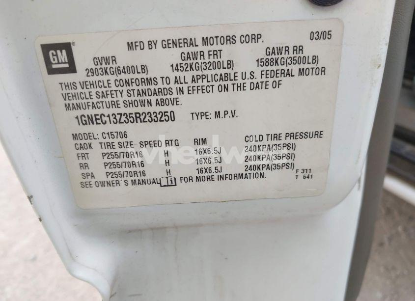 Photo 9 of 2005 Chevrolet Tahoe POLICE (VIN 1GNEC13Z35R233250)