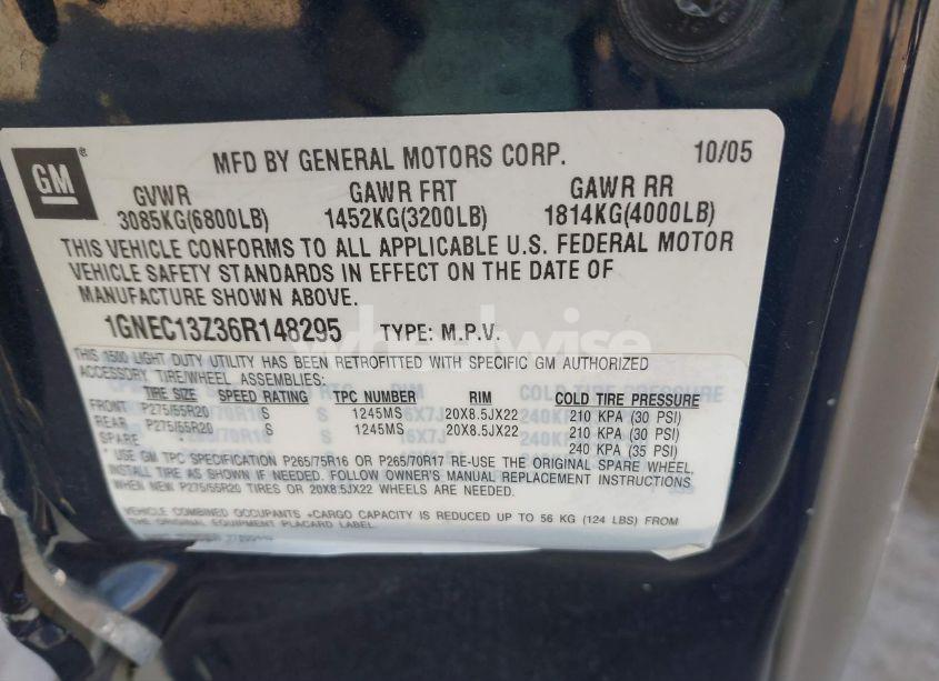 Photo 9 of 2006 Chevrolet Tahoe LS (VIN 1GNEC13Z36R148295)