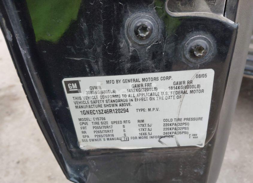 Photo 9 of 2006 Chevrolet Tahoe LT (VIN 1GNEC13Z46R120294)