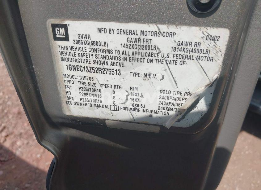 Photo 9 of 2002 Chevrolet Tahoe LS (VIN 1GNEC13Z52R275513)