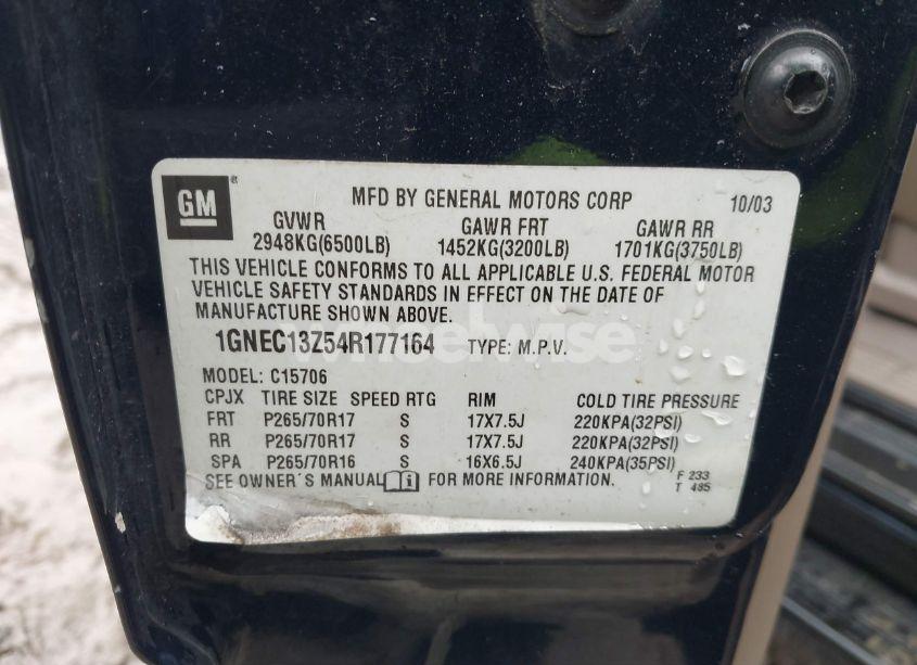 Photo 9 of 2004 Chevrolet Tahoe LS (VIN 1GNEC13Z54R177164)