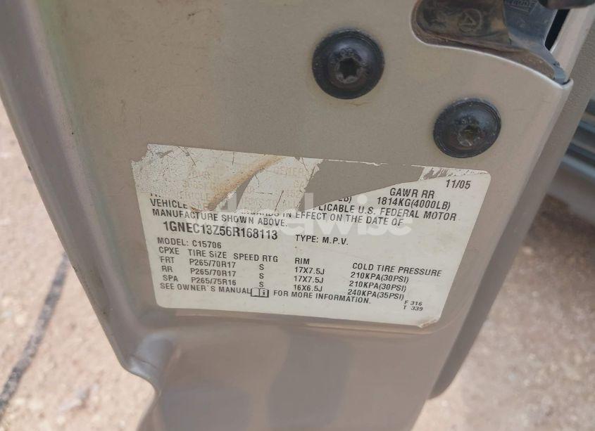 Photo 9 of 2006 Chevrolet Tahoe Z71 (VIN 1GNEC13Z56R168113)