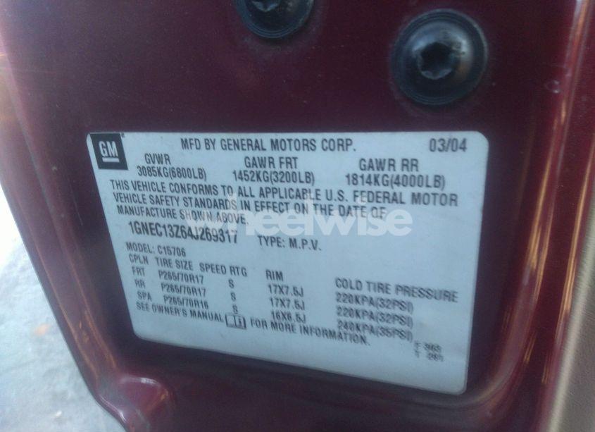 Photo 9 of 2004 Chevrolet Tahoe LS (VIN 1GNEC13Z64J269317)